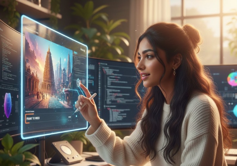 Professional Indian Female Content Creator Using Google Flow